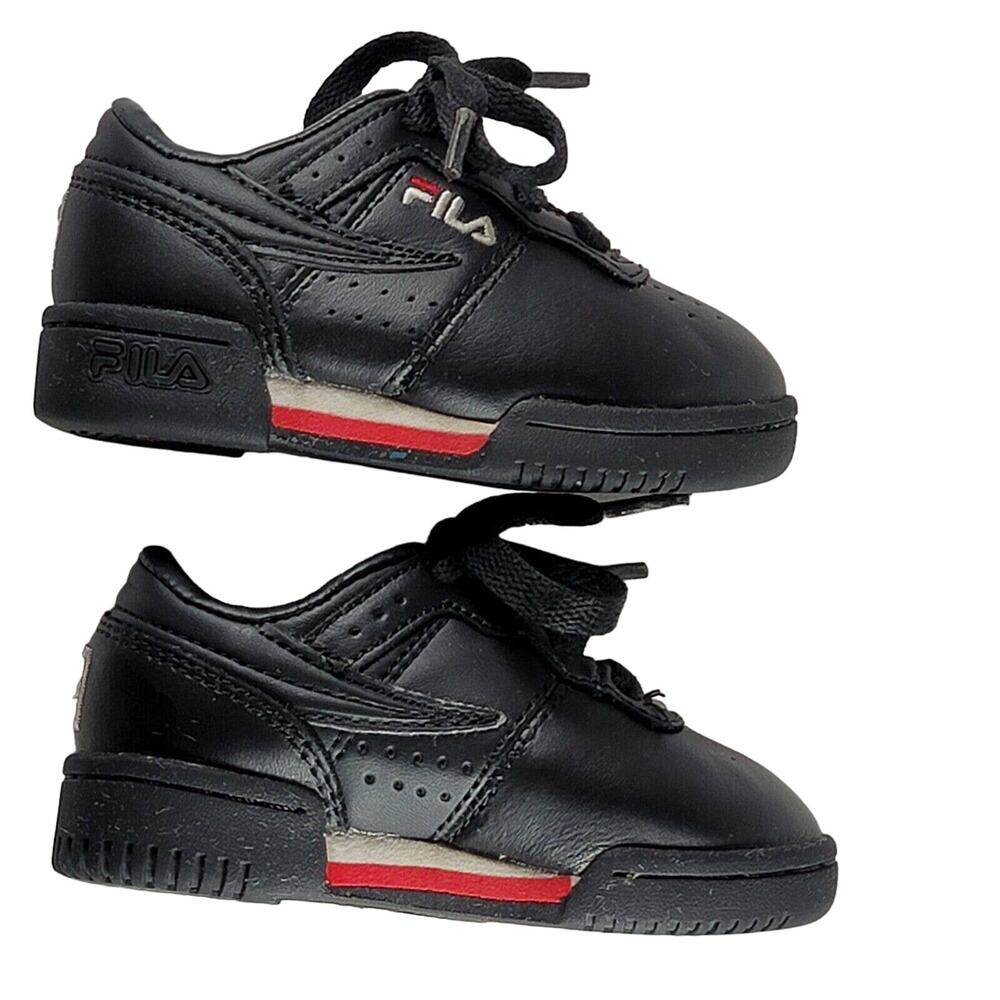 Toddler Sneakers Sz 5 FILA Original Fitness Low Top Black Red White Unisex Shoes